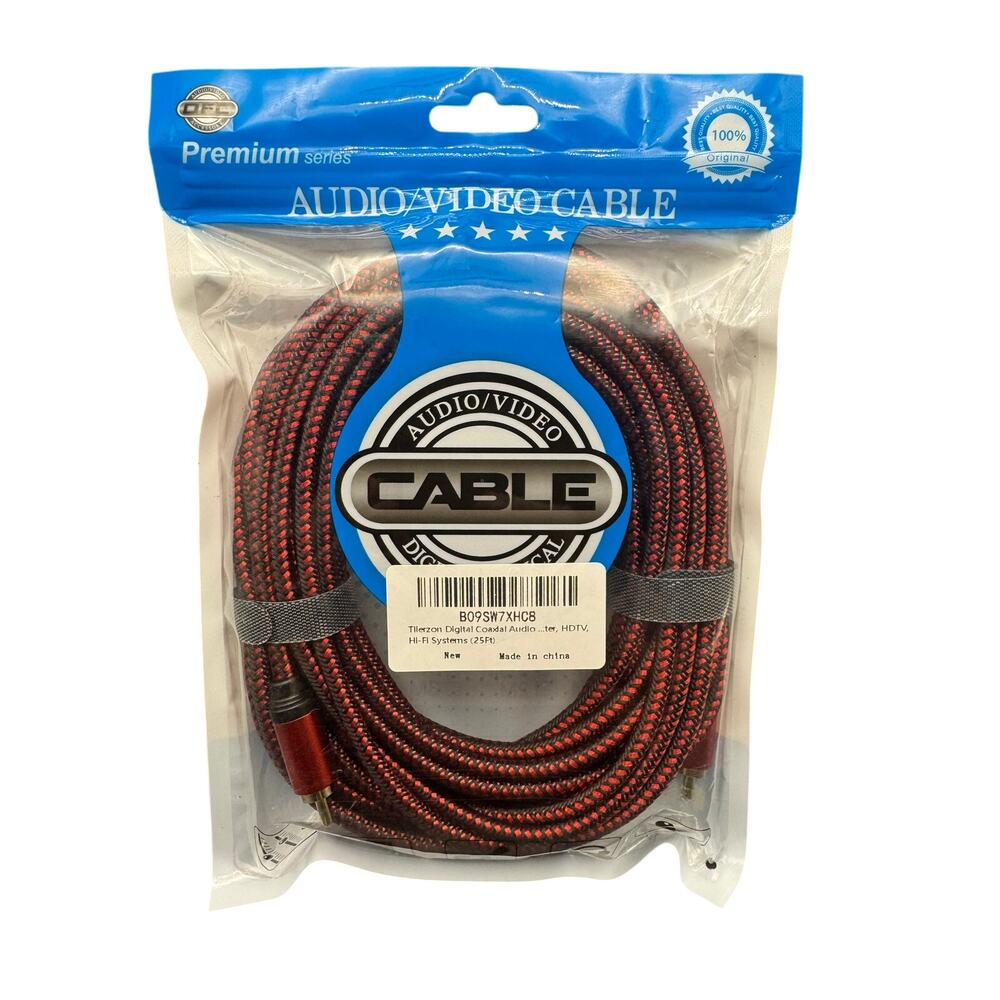 Premium Series OFC Audio/ Video Digital Optical Cable HDTV Hi-Fi Systems 25 ft